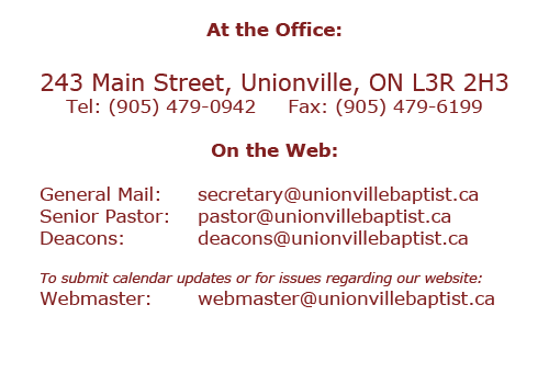 Unionville Baptist Church contact information